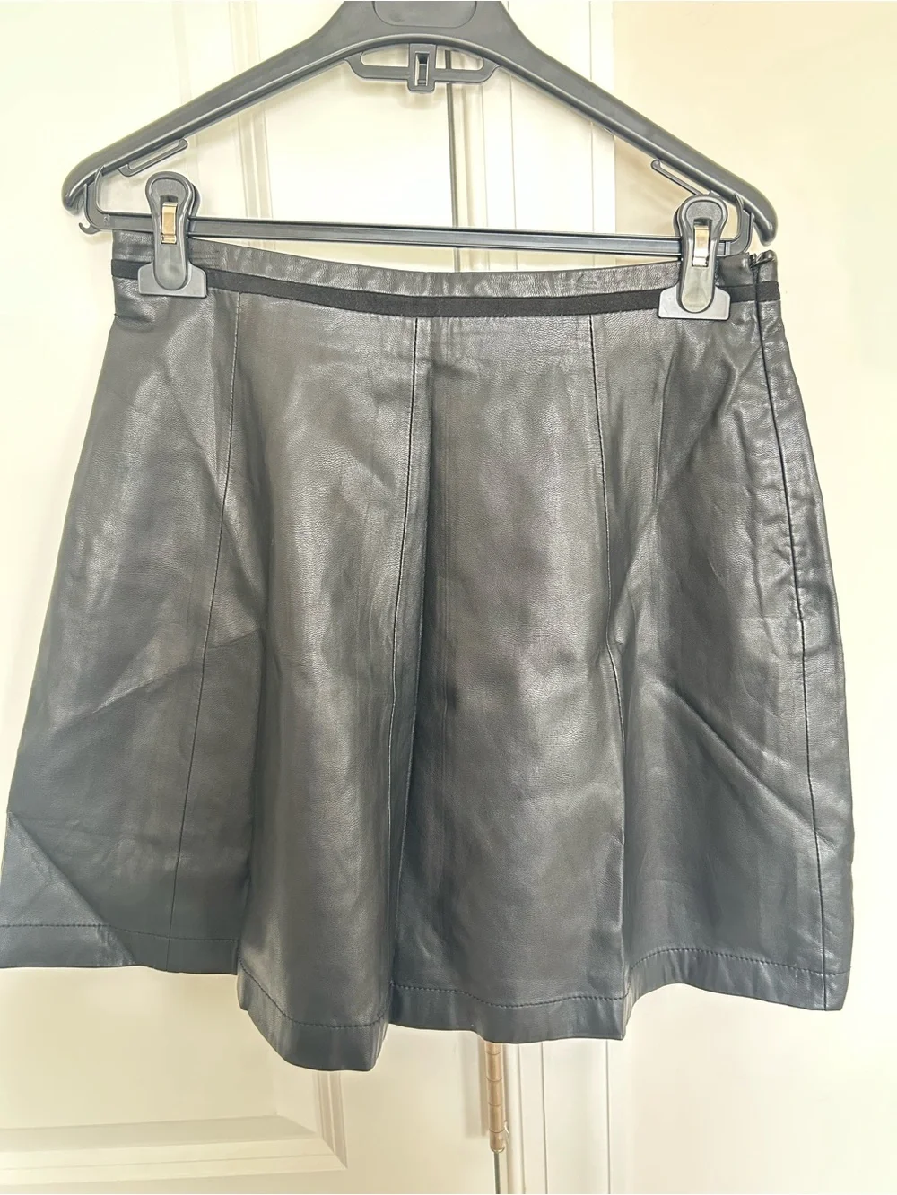 Black Faux Leather A-Line Skirt